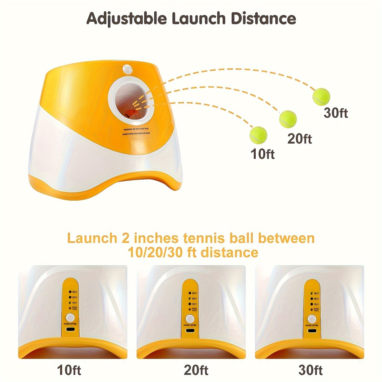 3-Distance Automatic Dog Ball Launcher with 3 Mini Tennis Balls, Rechargeable Lithium Battery, USB Charging, Interactive Indoor Outdoor Dog Toy with Multiple Color Options (Green, Blue, Lime Green)
